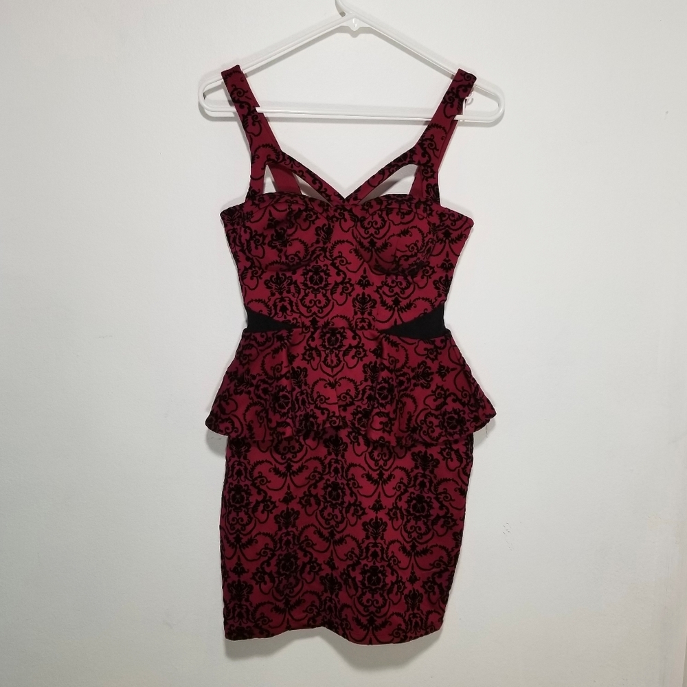 Black and Red Floral Cocktail Dress